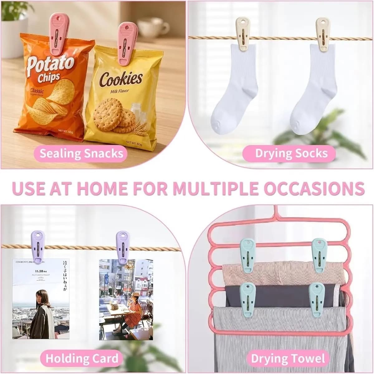 2026 New 48 Pack Clothes Pegs for Washing Line, Non Slip Mini Plastic Pegs, Wind- Laundry Clips with Bag for Home Garden