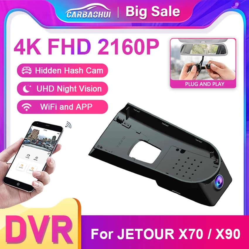 4K HD WIFi DVR Video Recorder for Car Dash Cam Double lens for JETOUR dashboard X70 plus pro X90 DashCam custom recording devices