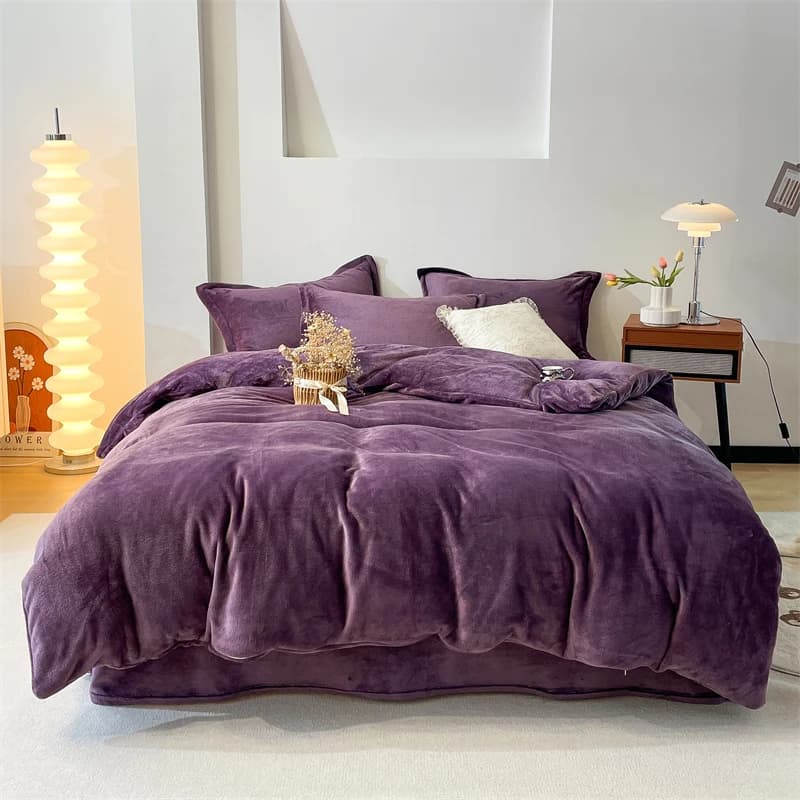 Winter cover in flannel Colour soled Soft and warm cover Thick and cosy cover for adults Children Bed linen Queen King