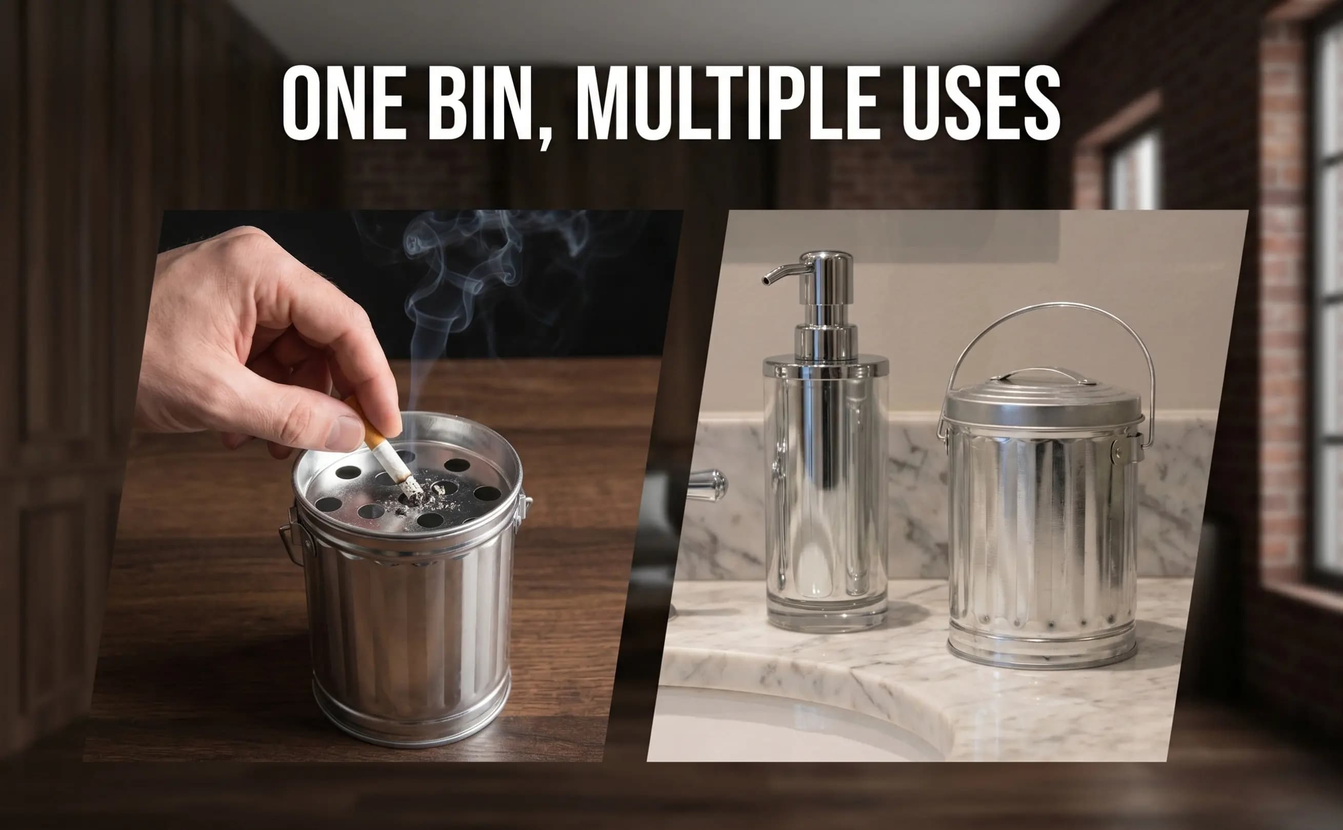 Mini Desktop Trash Can with Lid Metal Waste Bin for Office Desk Home Dorm Living Room Bathroom Countertop Stylish Minimalist