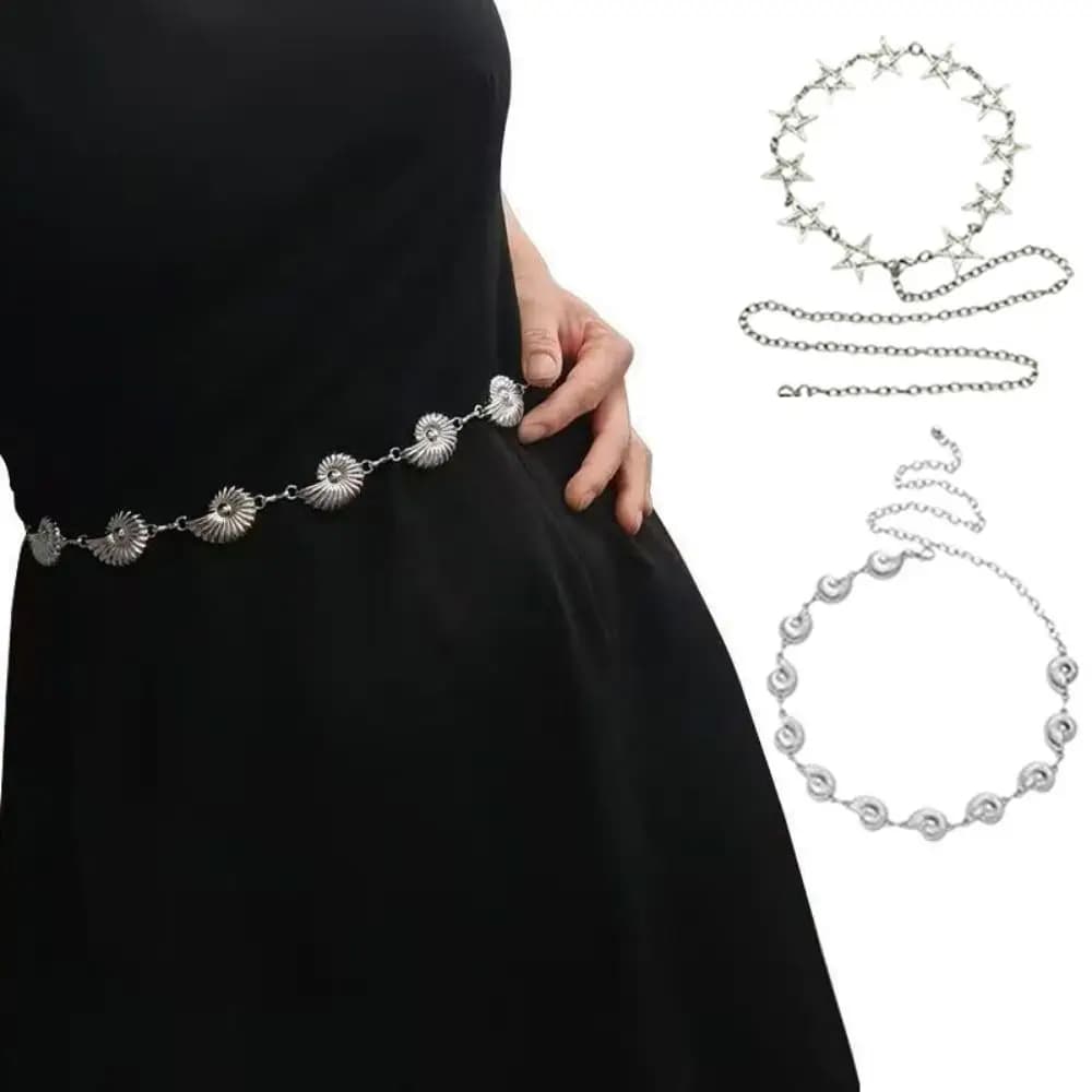 High-end Metal Star Conch Waist Chain Bohemian Adjustable Metal Chain Belt Ethnic Style Belly Chain Jeans Belt