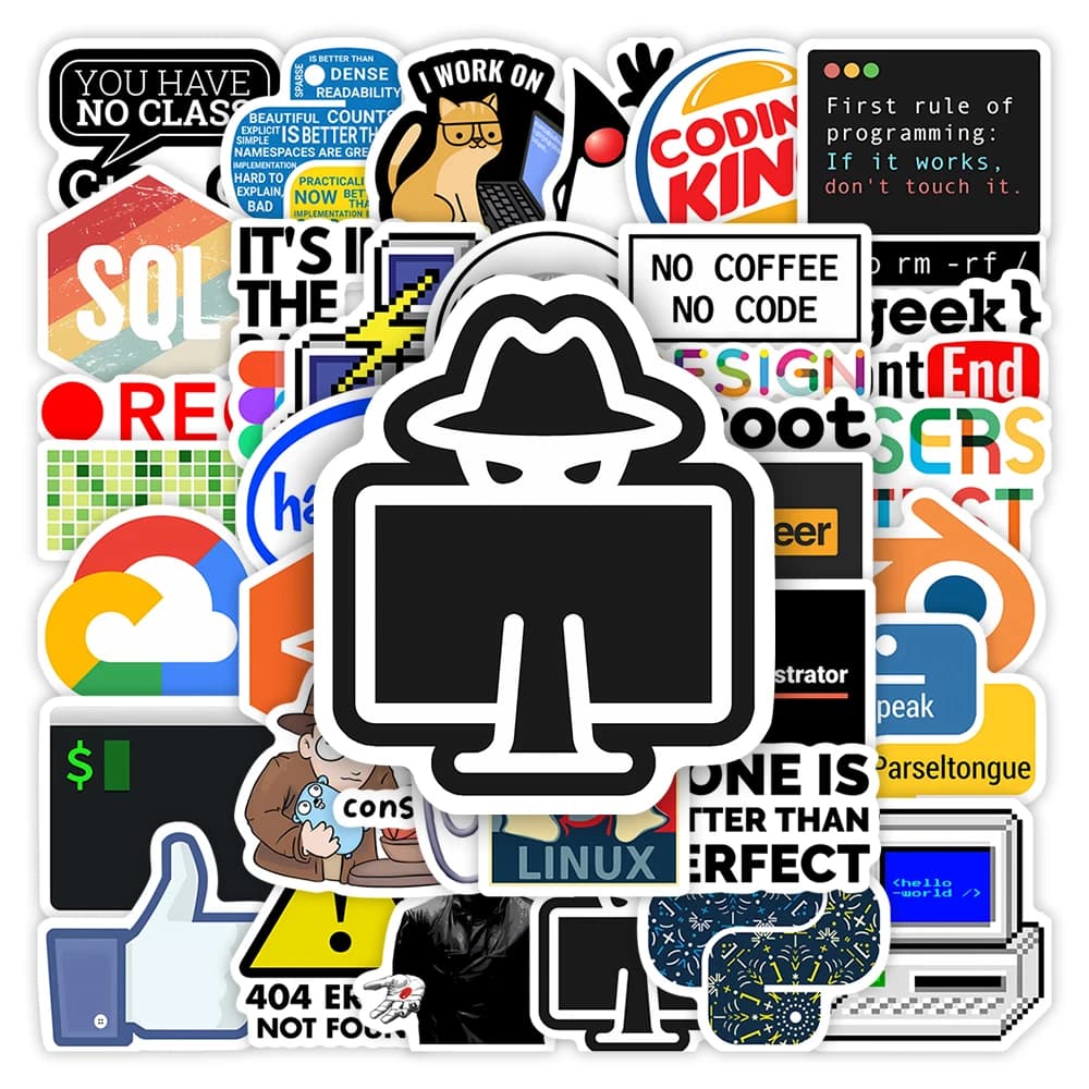 Divertenti sviluppatori Adesivi di programmazione Applicazione Logo Decalcomania impermeabile per laptop Scrapbook Bagagli Telefono Decorativo