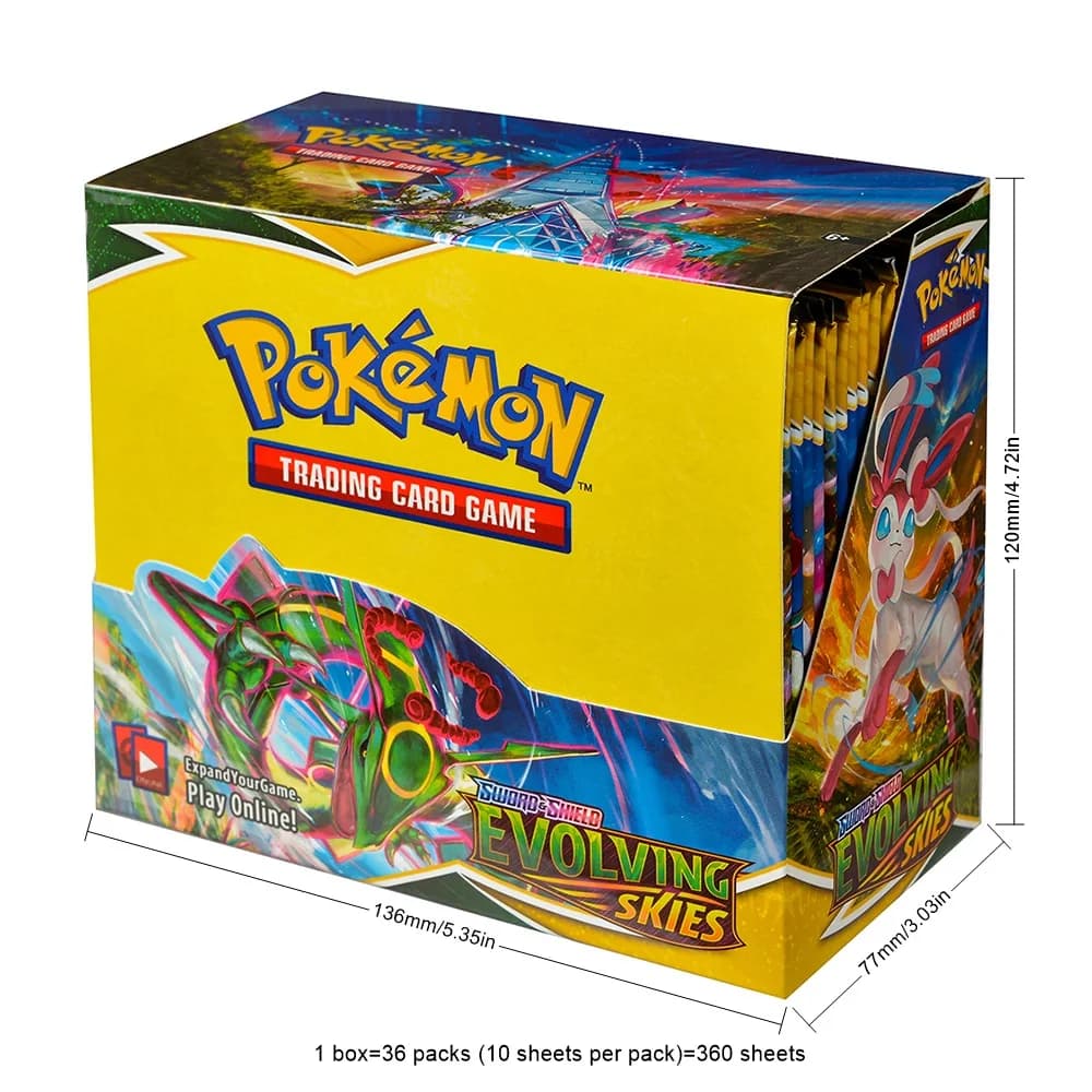 360Pcs English Pokémon TCG: Sword Shield Evolving Skies Booster Box Pokemon Trade Card 36 Pack Box Ready to Ship