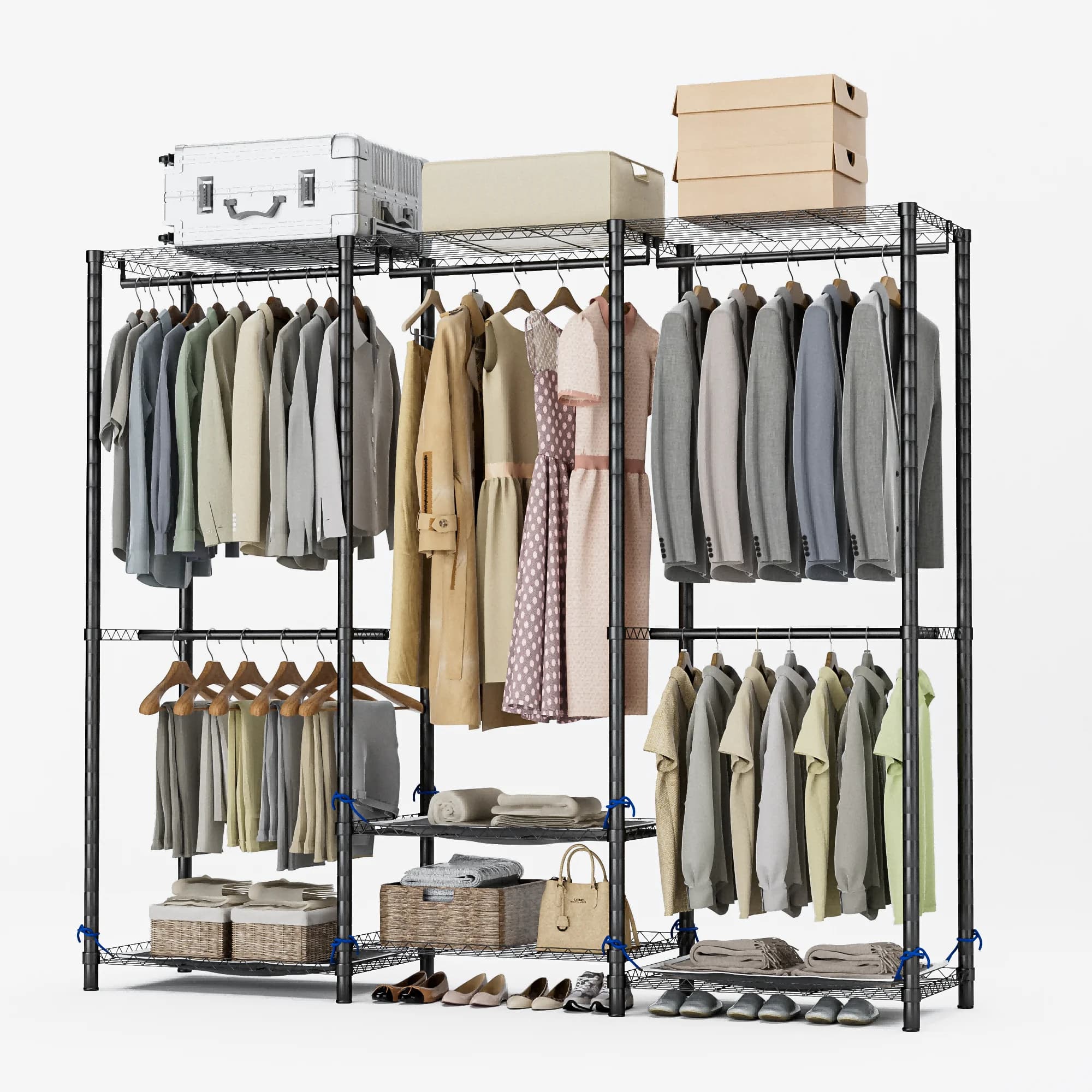 Appendiabiti Organizzatore di stoccaggio Armadio Appeso Abiti Autoportante Portatile Resistente 960 libbre per Guardaroba Camera da letto Entrati