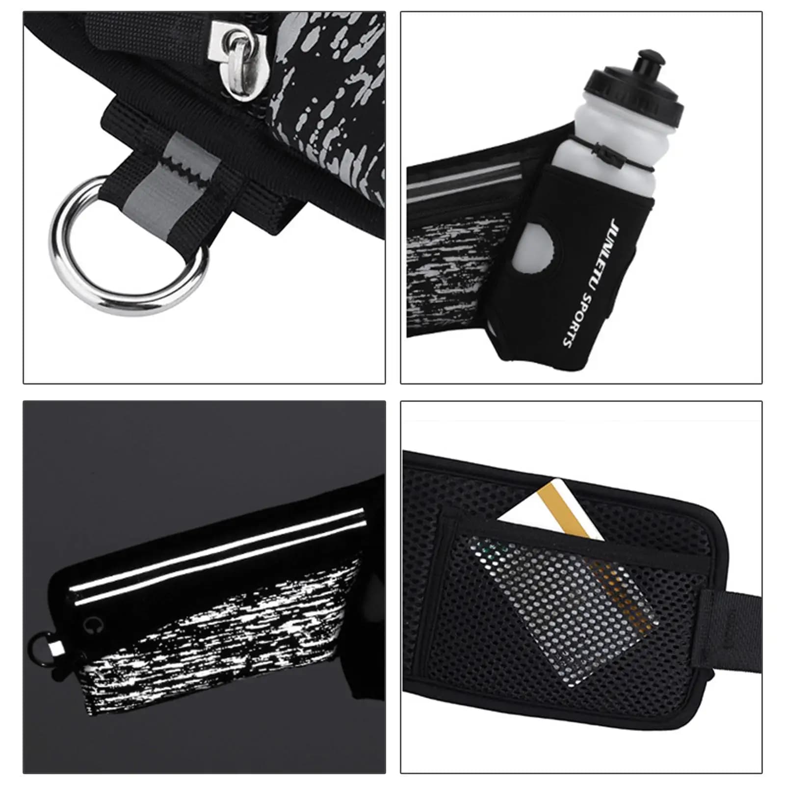 Marsupio da corsa impermeabile con strisce riflettenti e portafoglio regolabile
