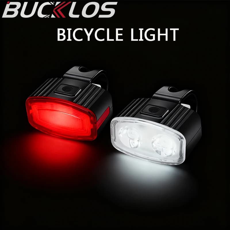 BUCKLOS Set di luci per bicicletta Mini luce posteriore per bicicletta portatile Lampada anteriore per bici impermeabile Torcia per ciclismo con ricarica USB