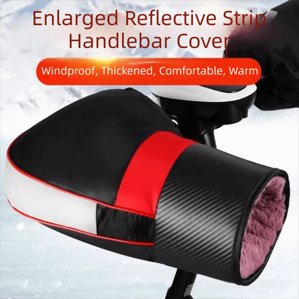 Waterproof Motorcycle Handlebar Gloves with Reflective Strips Windproof Handlebar Muffs Universal Keep Warm