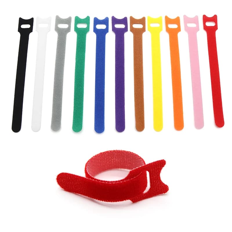 50 Pezzi Fascette Riutilizzabili in Nylon Tipo T 150/200/250/300mm con Chiusura a Strappo Regolabile per Gestione Cavi