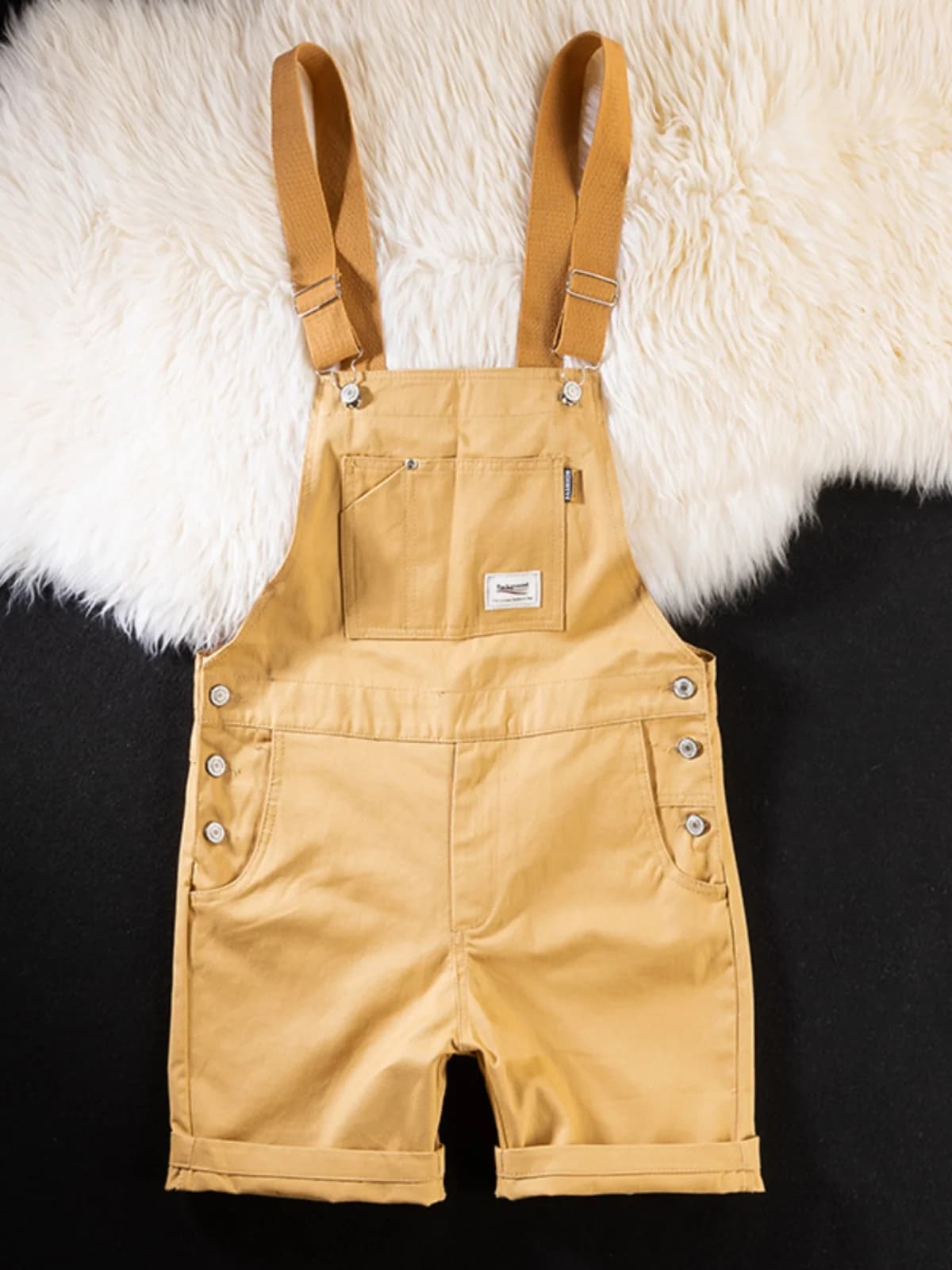 Pantaloncini da Lavoro Larghi da Uomo Color Kaki, Salopette a Cinque Tasche, Pantaloni Casual a Gamba Dritta in Cotone, Stile Giovanile e Vibrante
