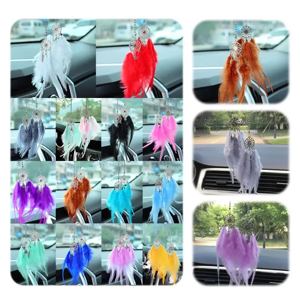 Dream Catcher Room Decor Hand-woven White Dream Catcher Wall Hanging Decor Feather Hanging Decoration for Home Office Car