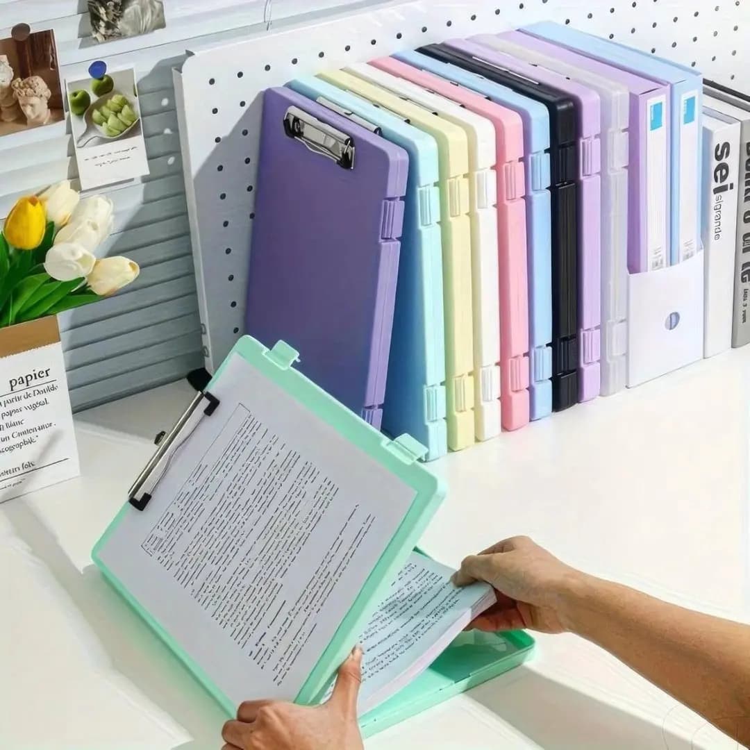 A multifunctional blue document holder box, suitable for storing student proof sheets and office materials