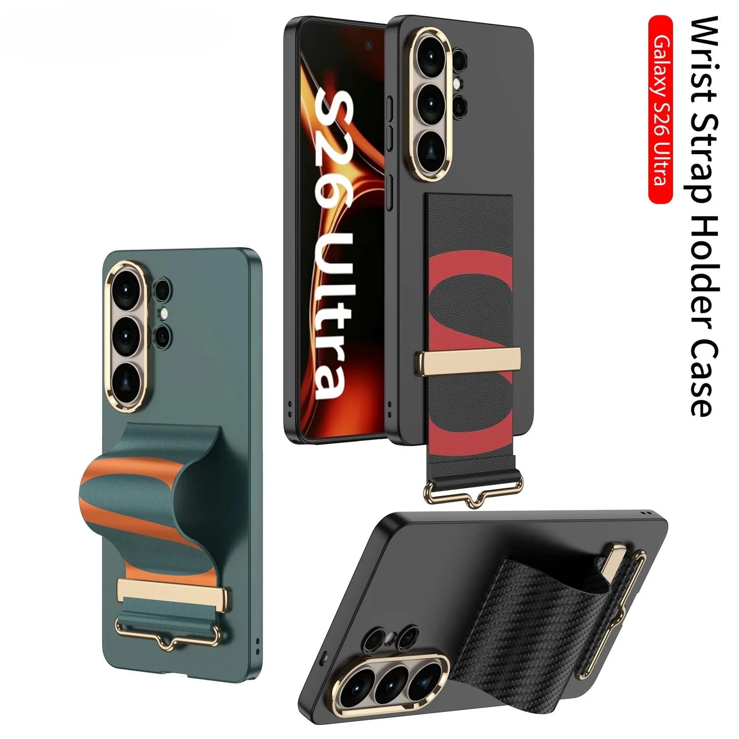Custodia per telefono opaca ultrasottile di lusso con cinturino da polso per Samsung Galaxy S25 Ultra S26 Ultra, cover rigida antiurto in PC sottile