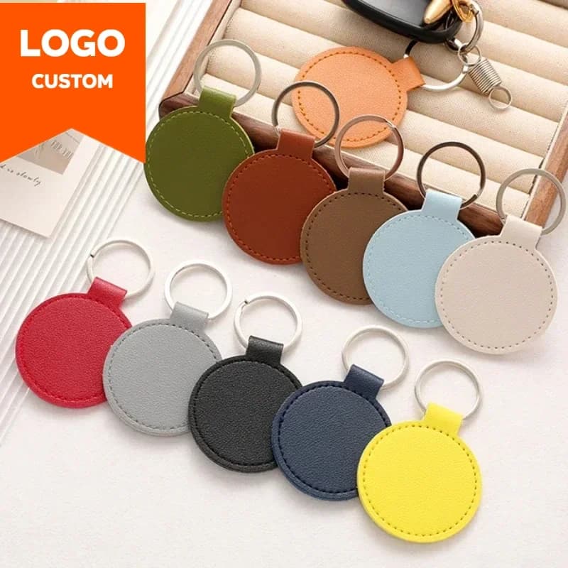 Laser Engraved Laser Keyring PU Leather Round Logo Customized Keychain Business Activity Hotel Number Keyring Gift