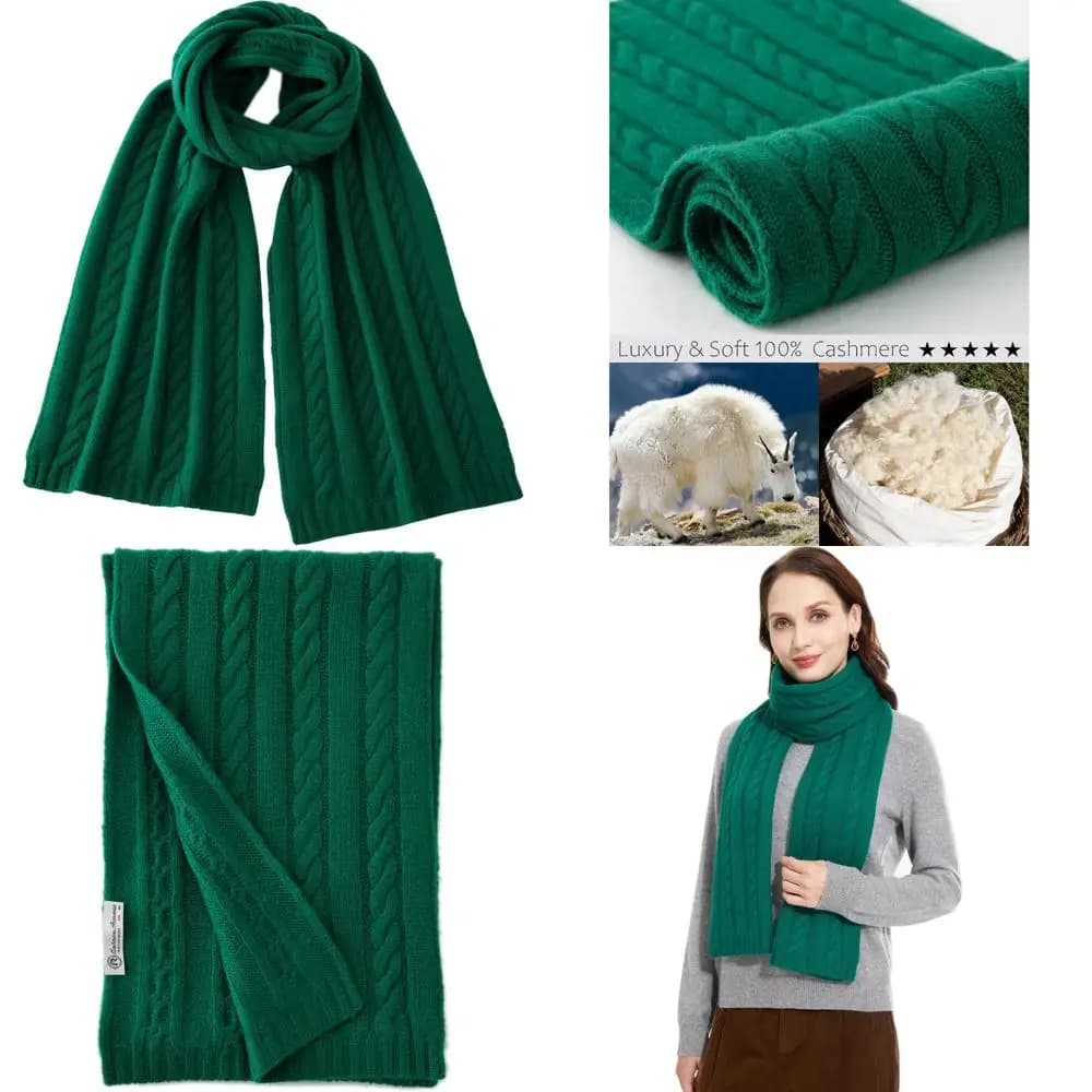 100% cashmere lightweight luxury women's scarf with hollow stitch pattern and gift box for soft heat