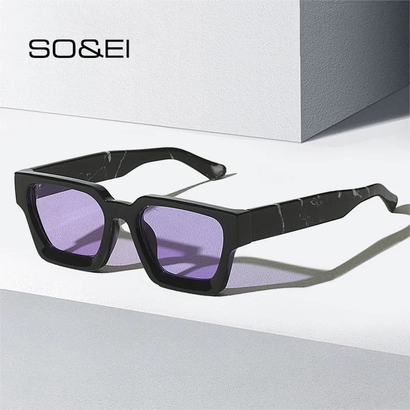 SO & EI Retro Square Women occhiali da sole Shades UV400 Fashion Gradient Men Orange Purple occhiali da sole