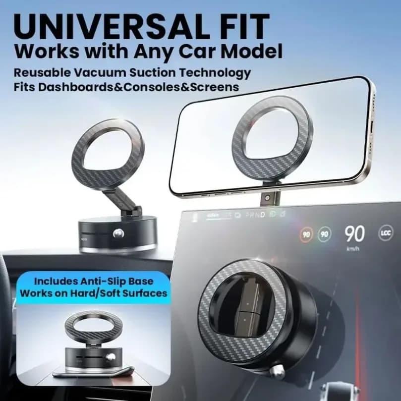Supporto magnetico per telefono per auto Rotazione a 360° pieghevole e ventosa sottovuoto per Magsafe iPhone 12-17 Series Supporto per telefono per auto/palestra/guida