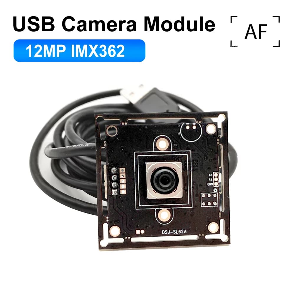 USB webcam module IMX362 HD sensor from 12 MP Camera with autofocus lens without UVC distortion OTG Plug and Play USB camera for PC 4K IMX179