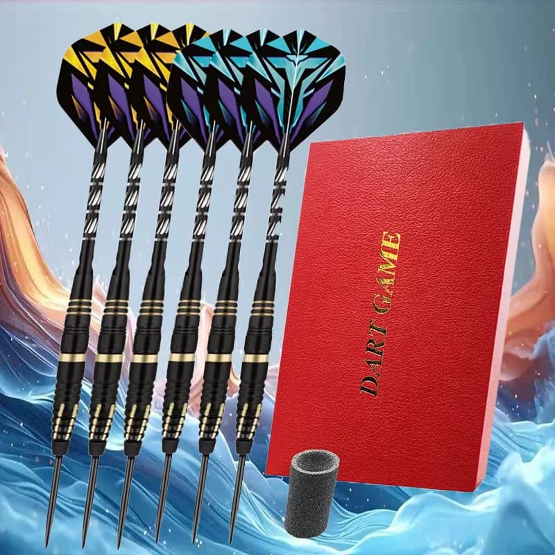 Set di freccette con punta in acciaio da 6 pezzi Gioco di freccette professionale con aste in alluminio + scatola di immagazzinaggio per freccette Bar Intrattenimento domestico