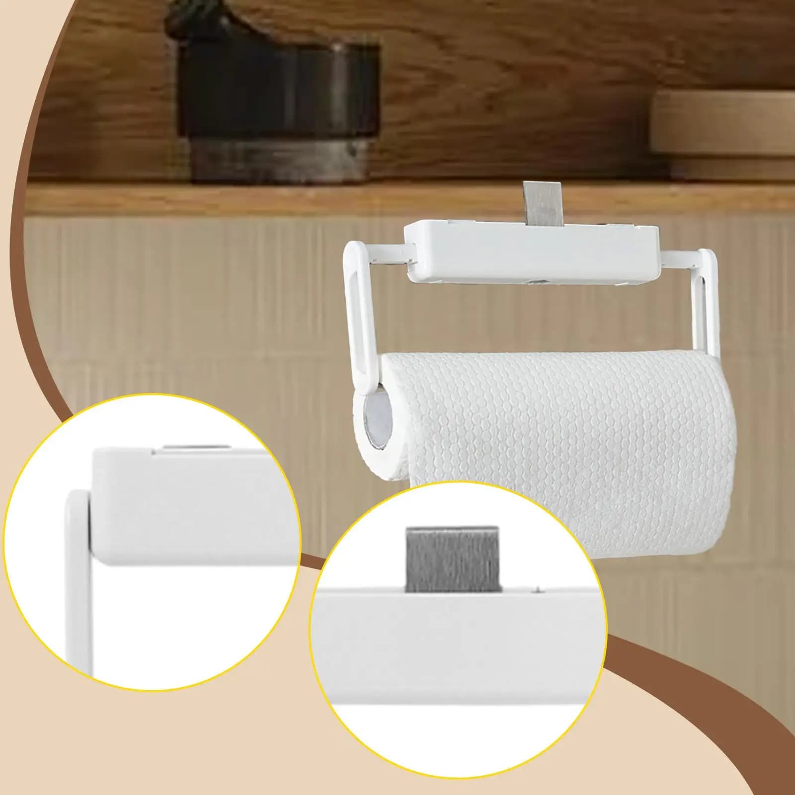 Porta asciugamani di carta Portaoggetti retrattile sotto il lavandino antiruggine per porta dell'armadio da bagno da cucina Porta carta igienica senza supporto per trapano