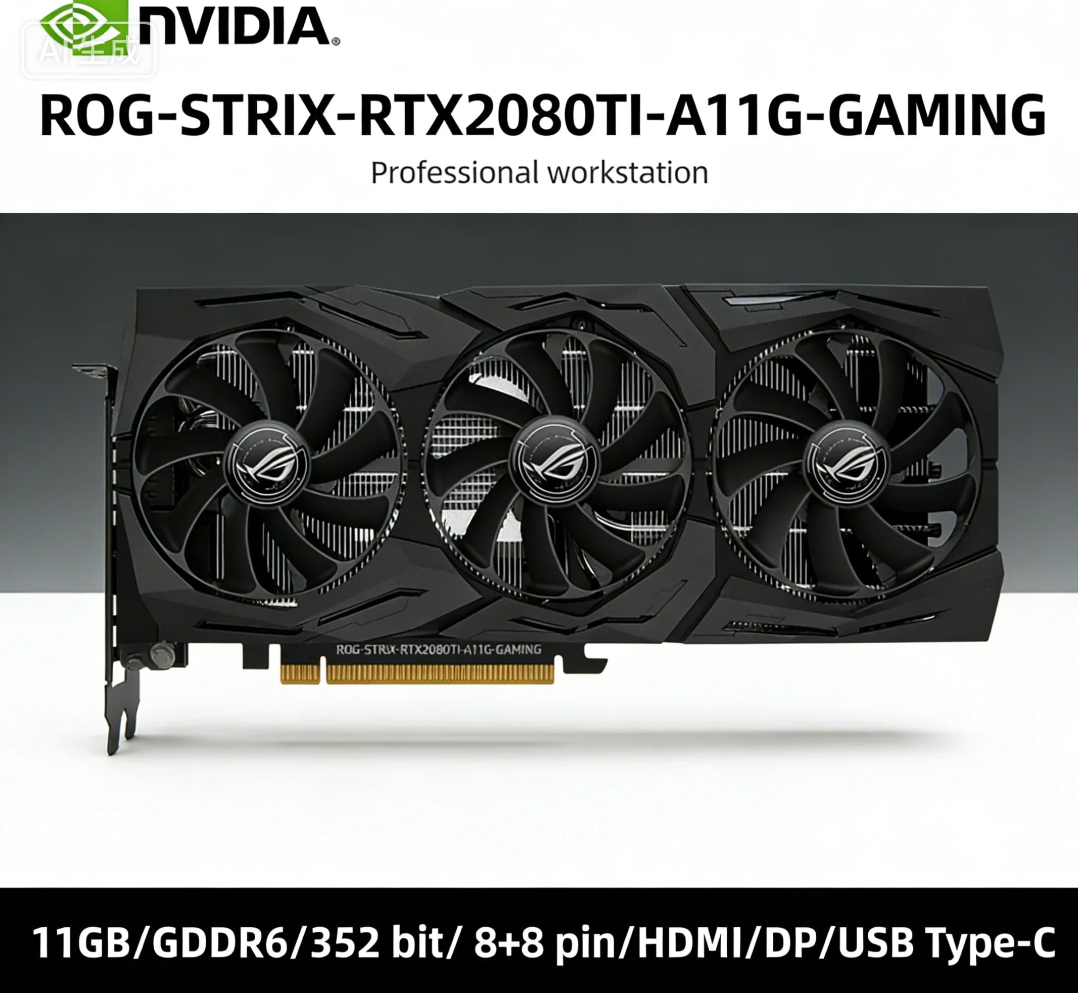 Scheda grafica ASUS NVIDIA RTX 2080 Ti GPU ROG-STRIX-RTX2080TI-A11G-GAMING 11GB GDDR6 352bit PCI-E 3.0 HDMI DP USB Type-C Triple