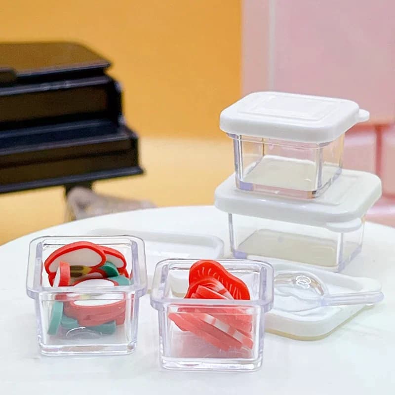 Decorazione Miniatura per Cucina Casa delle Bambole, Set di Giocattoli per Scenari, 1 Set 1/12 Scatola Pranzo Bento con Modello di Paletta