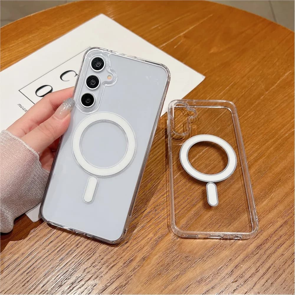 Clear Cover Magnetic Wireless Charging Case for Samsung Galaxy A17 A37 A57 A16 A36 A56 A35 A55 S21 S23 S24 S25 FE S26 Plus Ultra
