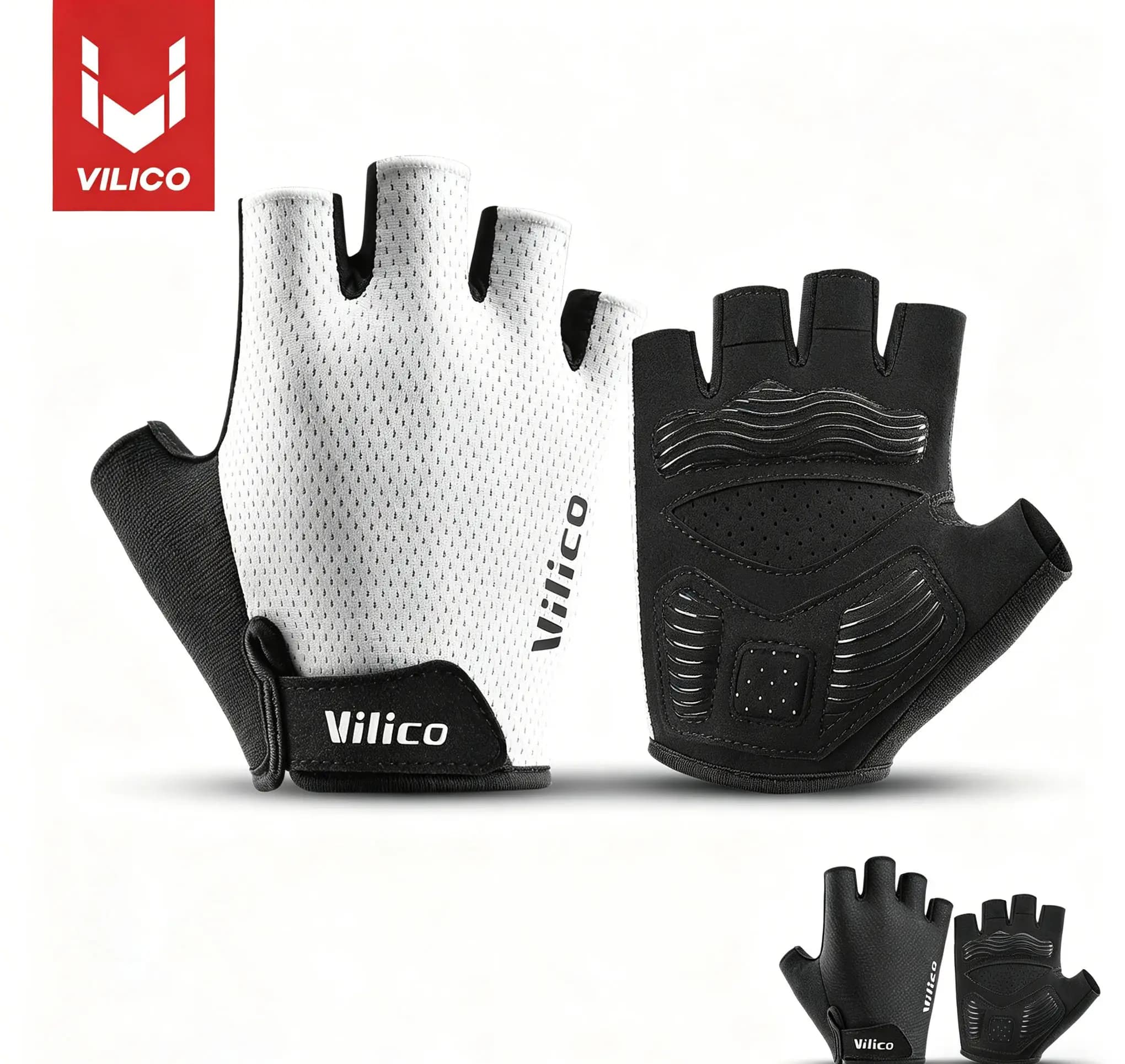 Guanti da Ciclismo VILICO Traspiranti Mezze Dita Antiscivolo Ammortizzanti per Uomo Donna MTB Bici da Strada Allenamento Palestra
