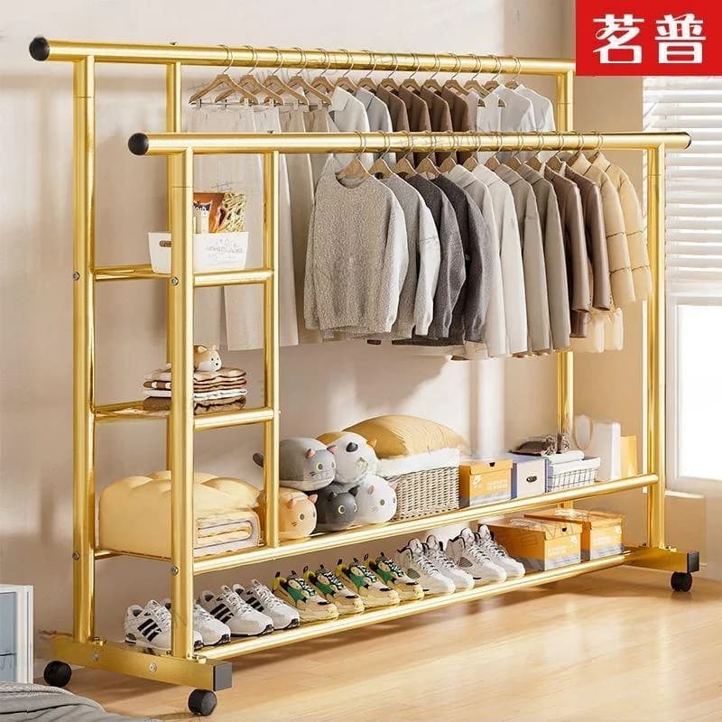 Multi-functional and multi-layered floor hanger in iron, thickened, special for interior and bedroom, with whitewashing function