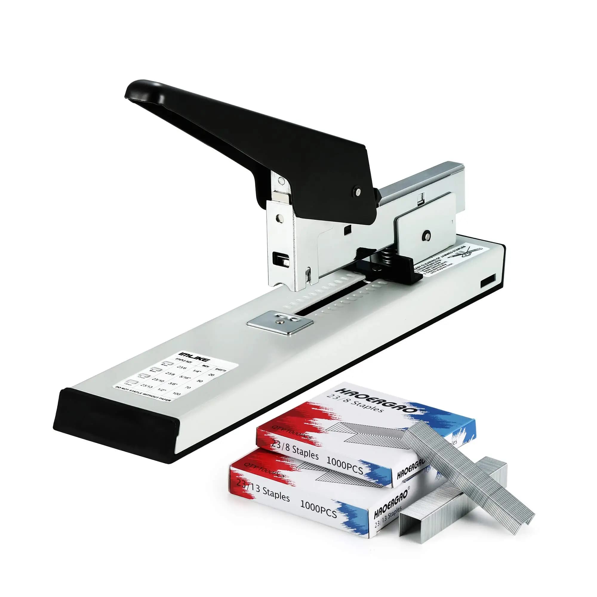 100 Sheets Heavy Duty Stapler, All-Metal Manual Office Stapler, Adjustable Binding Depth, Compatible for Paper, Leather, Fabric