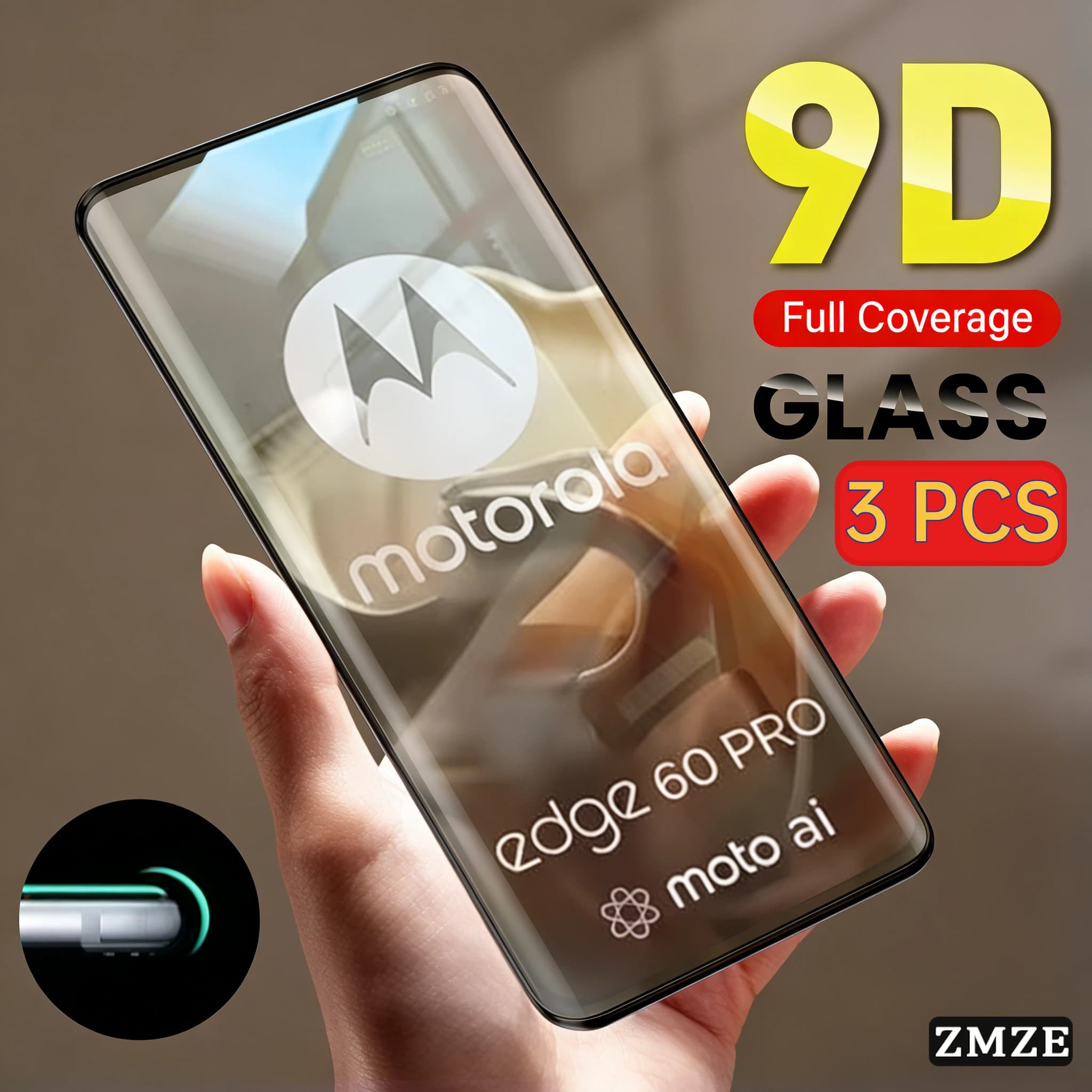 3PCS 9D Curved Glass for Motorola Edge 70 Fusion Tempered Screen Protector for Motorola Edge 50 60 Fusion Anti-Scratch Glass