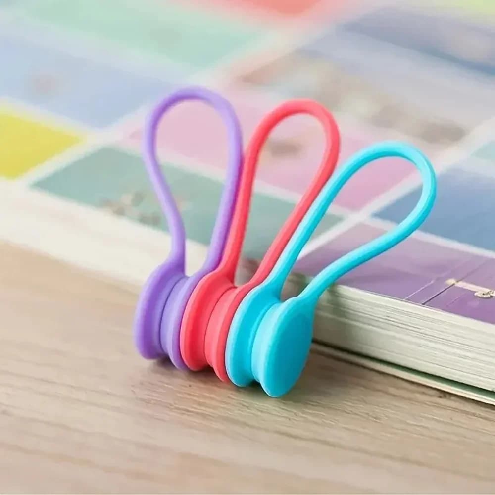 USB Data Cord Winder 3/10pcs Cable Management Organizer Magnetic Cable Ties Reusable Silicone Earphone Wire Protector Ties Stand