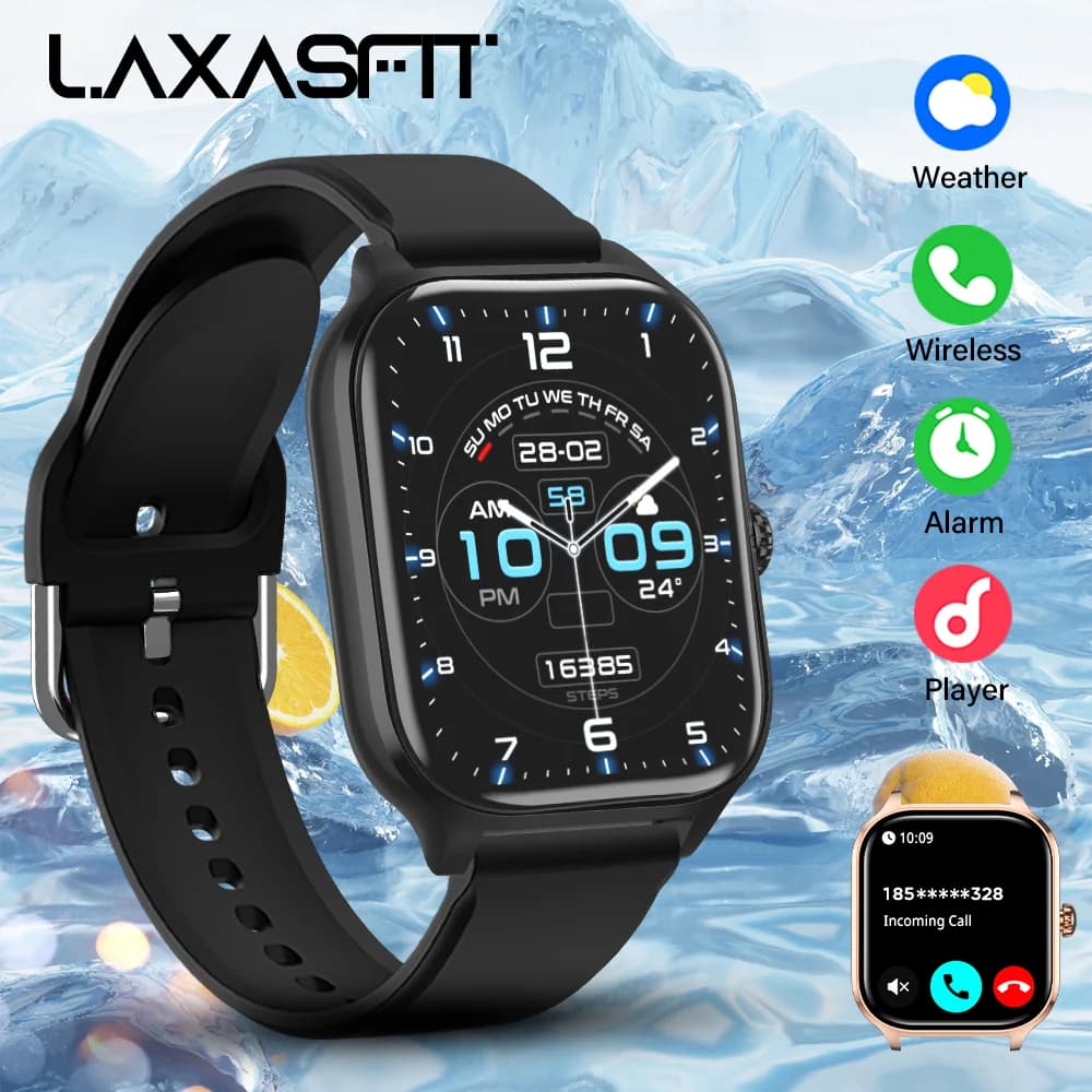 LAXASFIT Smart Watch Touch Screen HD da 2.01 pollici Chiamata Bluetooth Avviso messaggio Cardiofrequenzimetro Smartwatch 2025 Nuovo