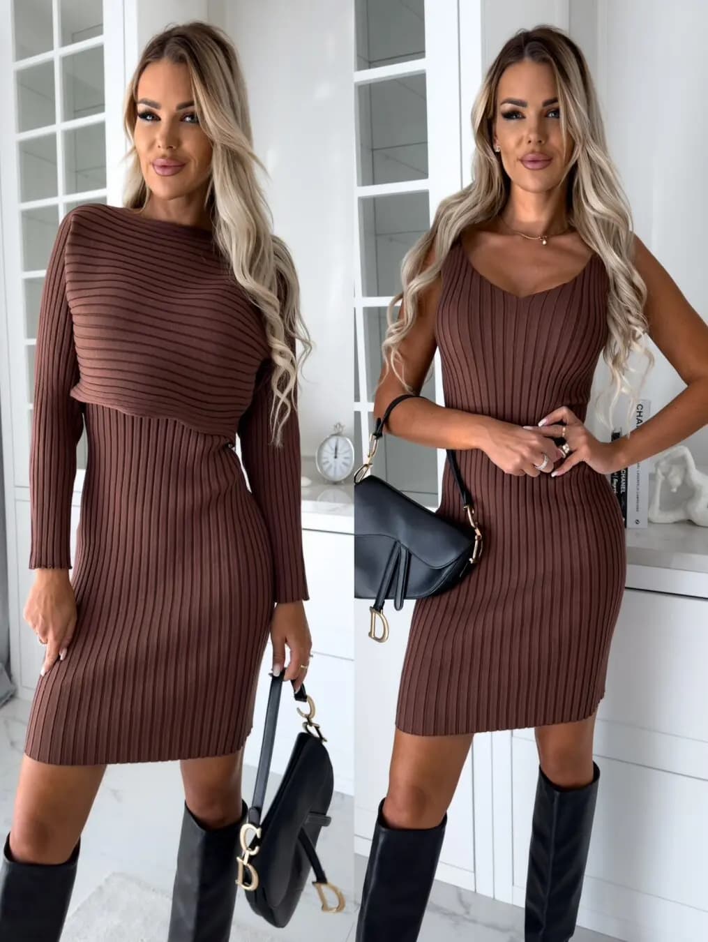 Autumn Winter Women Solid 2 Piece Set Dress Fashion Elegant Long Sleeve Female Pullovers+dress Suit Casual Holiday Outfit 2023
