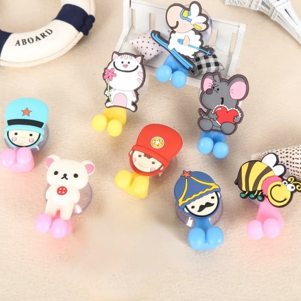 Cartoon Sucker Portaspazzolino Ganci di aspirazione Ventosa per animali multifunzionale Set da bagno per bambini Accessori Ecologico