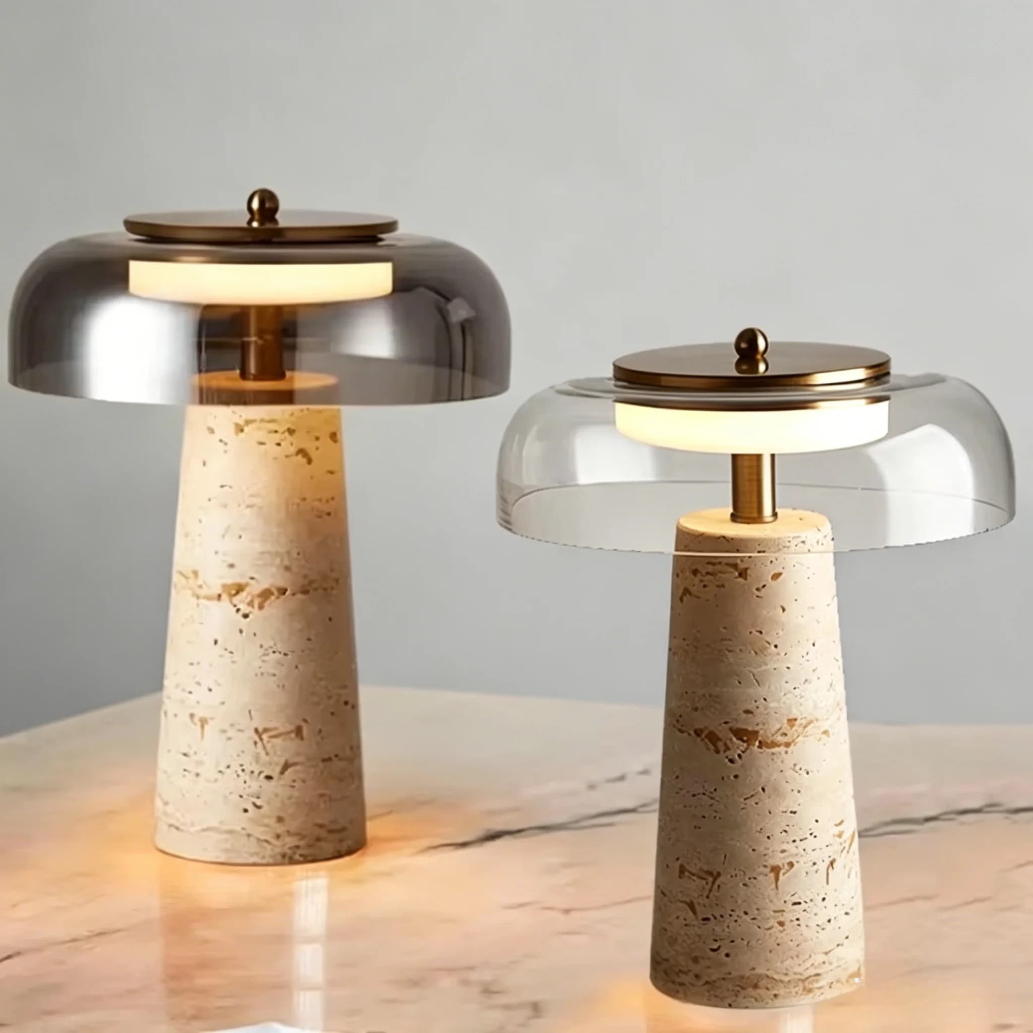 Mushroom Shaped Marble Table Lamp Modern Natural Yellow Cave Stone Desk Lamp Indoor Decor Lighting Bedroom Living Room Study