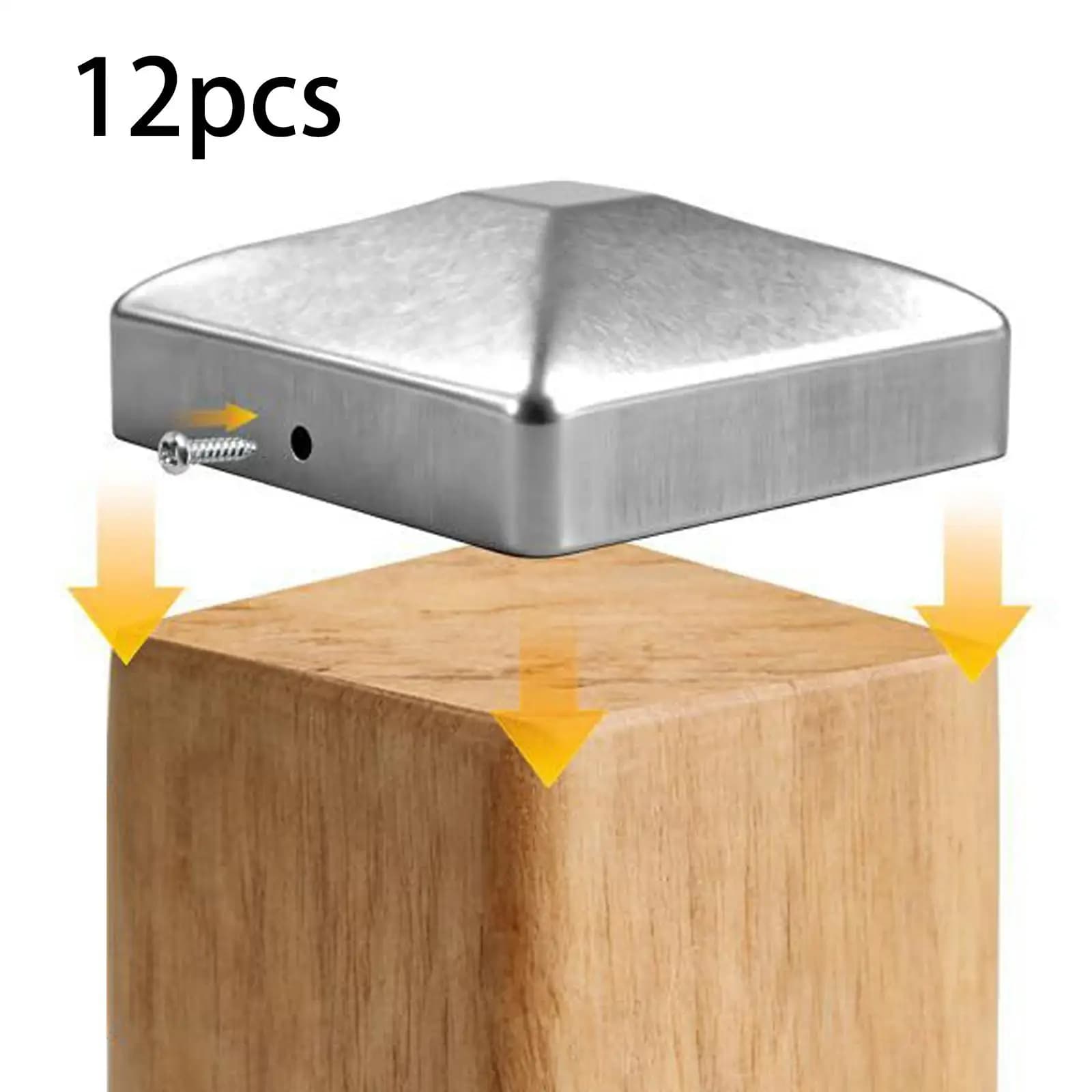Copricolonna a piramide in acciaio zincato argento resistente alle intemperie per pali in legno 7,1x7,1 cm, copertura per ringhiera da esterno