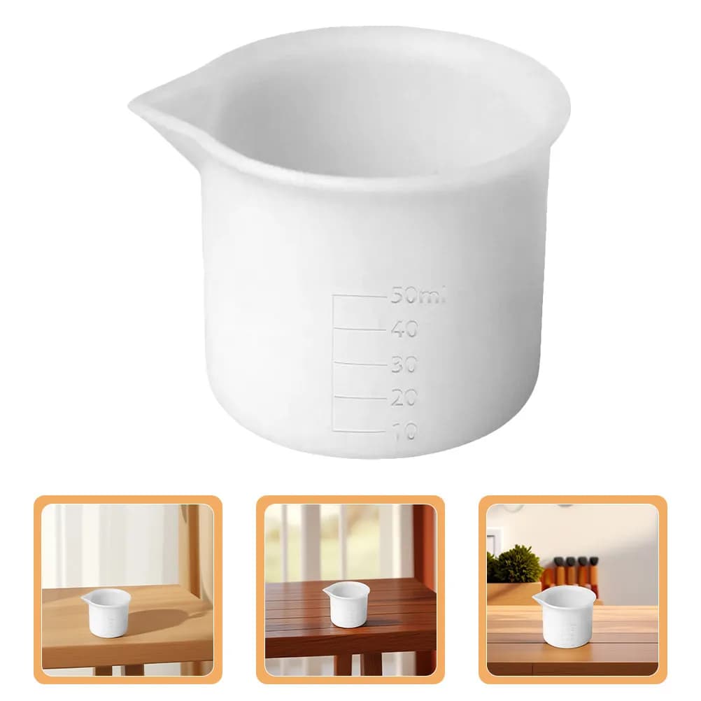 Set di 3 Tazze Graduato in Silicone da 50ml, Trasparenti con Scala, per Miscelazione Resina, Strumenti per Colata Epossidica, Creazione Gioielli Fai-da-te, Pasticceria e Sciogliere Cioccolato