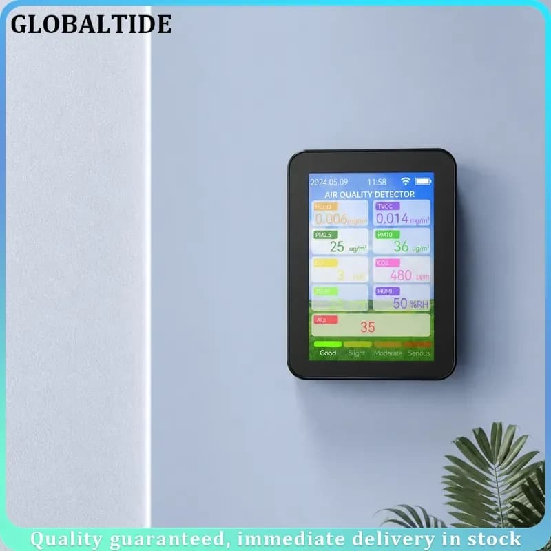 WiFi Air Quality Monitor CO2 PM2.5 PM10 Carbon Monoxide Tester Portable Temperature Humidity Detector 2.8 Inch