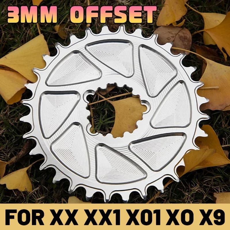 3mm Offset Montaggio Diretto Corona Stretto Largo 3 bulloni Anello Catena Argento Per Sram Sx Nx Xo Xx 28t 30t 32t 34t 36t 38t Piastra Singola Mtb