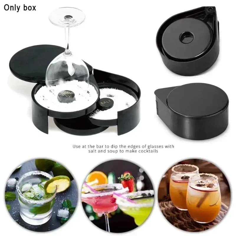 Bartender Tool Case 3 Tier ABS Rotating Lime Juice Glass Rimmer Bar Wine Accessory Cocktail Mixing Salt Sugar Box Bar