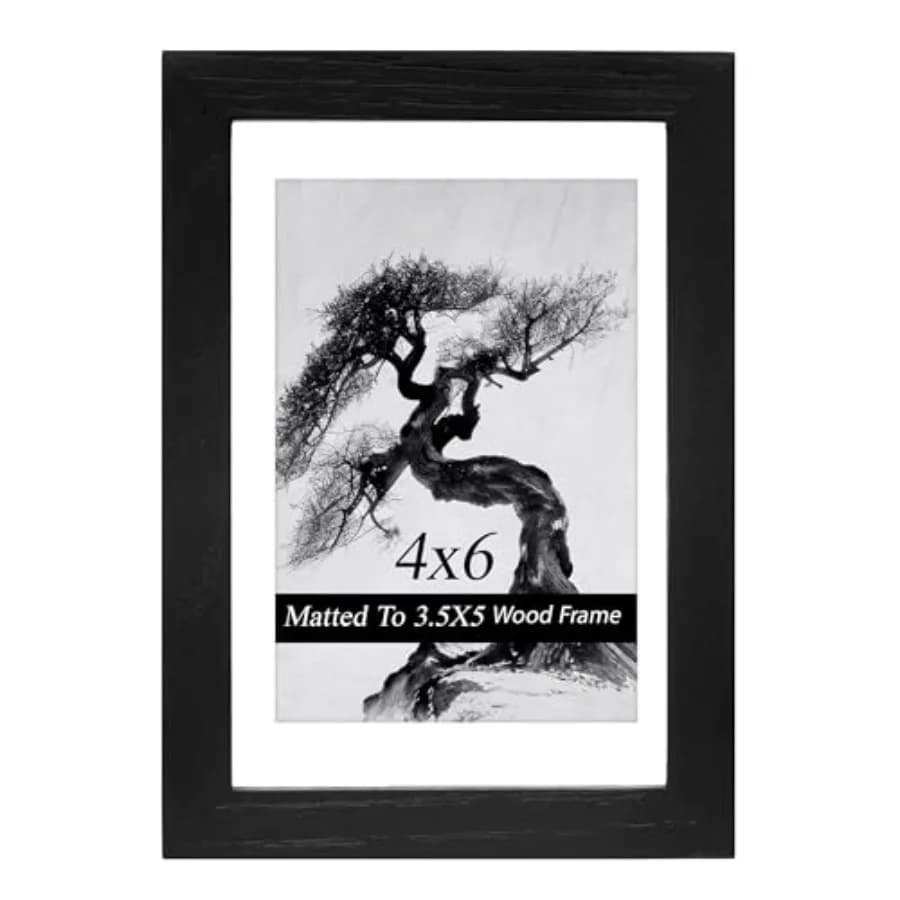 4x6 Picture Frame, Premium Oak Solid Wooden Photo Frame With HD Glass, Display for 3.5x5 Photo Prints With Mat Or 4x6 Picture W