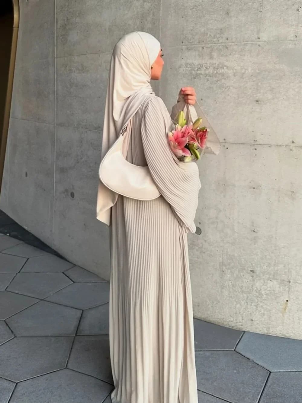 Eid Abito musulmano per le donne Manica svasata pieghettata Jalabiya Caftano Islam Abiti Arabo Abito lungo Ramadan Marocco Dubai Abaya 2024
