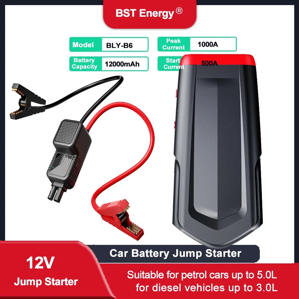 Dispositivo di ricarica per avviamento di emergenza per auto 12V 12000mAh 1000A 10400mAh 800A Avviatore di emergenza per motore di veicoli diesel a benzina