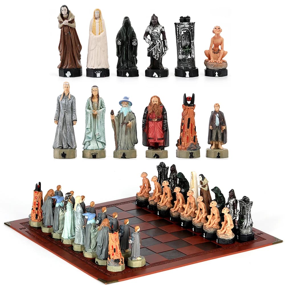 Scacchi Desktop Intelligence Game Movie Theme Toy Luxury Knight dama dipinta a mano Backgammon Card Gift Collection Character