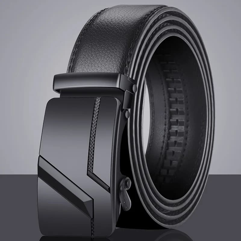 Cintura da uomo con fibbia automatica in lega (non stiratura, antiruggine), cintura elegante di grandi dimensioni premium per affari casual, leggera e durevole