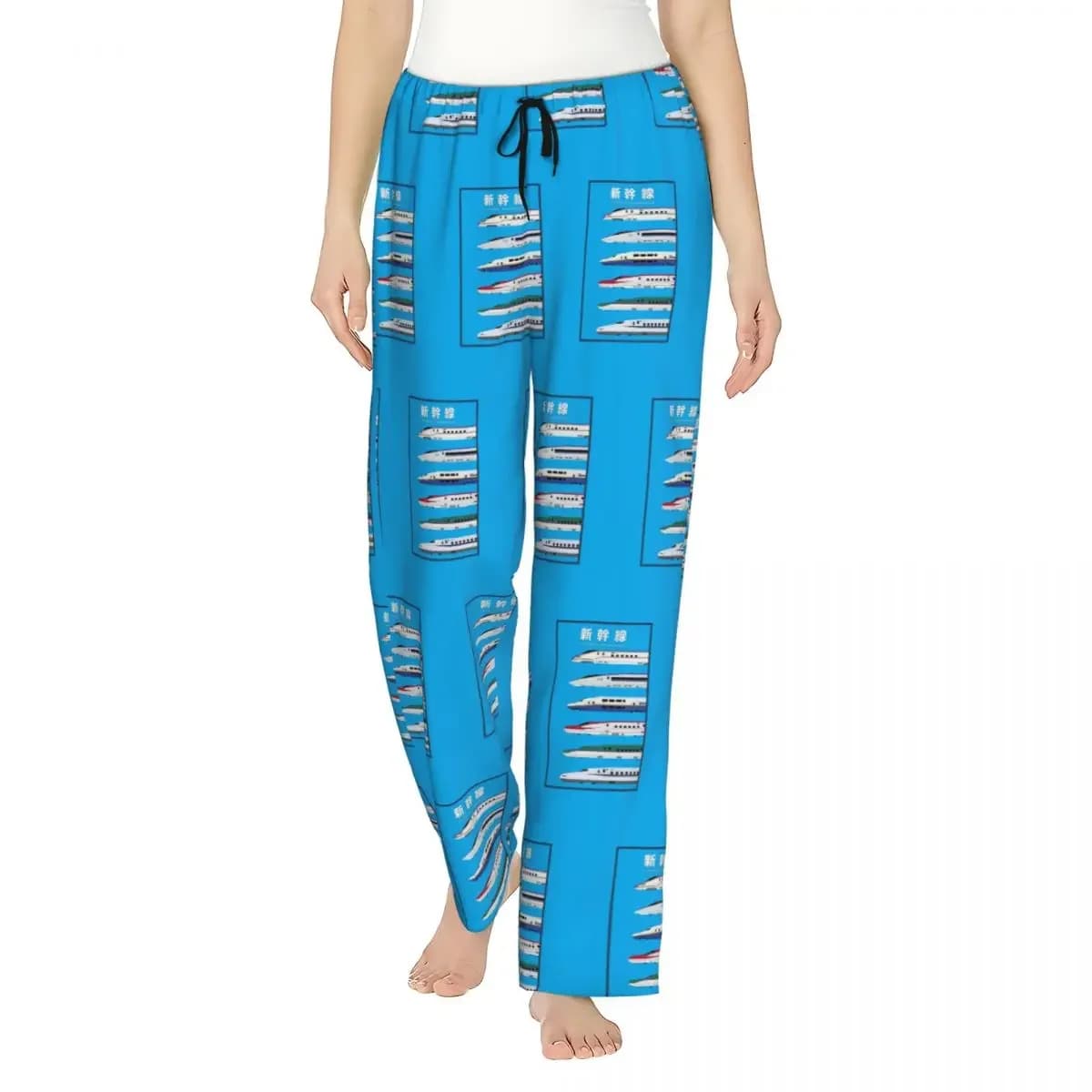 Custom Japanese Shinkansen Bullet Trains Women Pajama Pants Lounge Sleep Sleepwear Bottoms with Pockets