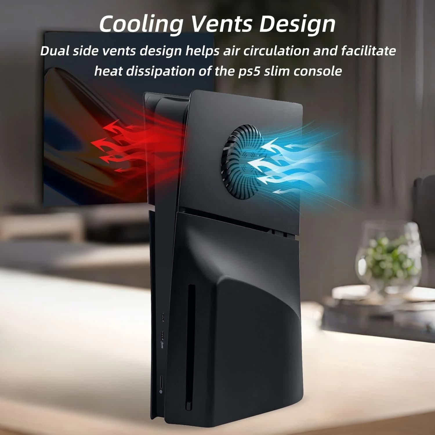 Hard Plastic Replacement Panels Cover Plates Shell Case with Cooling Vent Compatible with PlayStation5 Slim Disc Edition Console