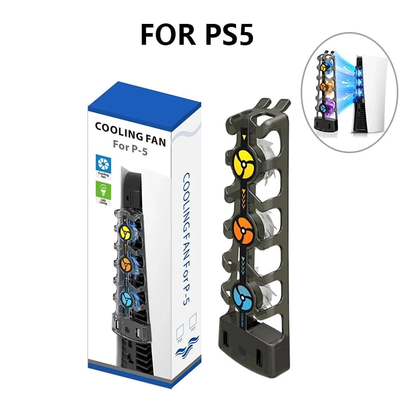 Ventola di raffreddamento per PS5 con luce LED, accessorio di raffreddamento silenzioso ed efficiente per PS5, ventola di raffreddamento aggiornata per PlayStation 5 Disc/Digital