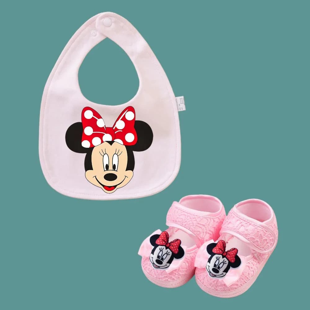 Set di calzini e bavaglini per neonati con simpatici motivi, calzini antiscivolo in cotone con bavaglino a forma di cartone animato per bambine.