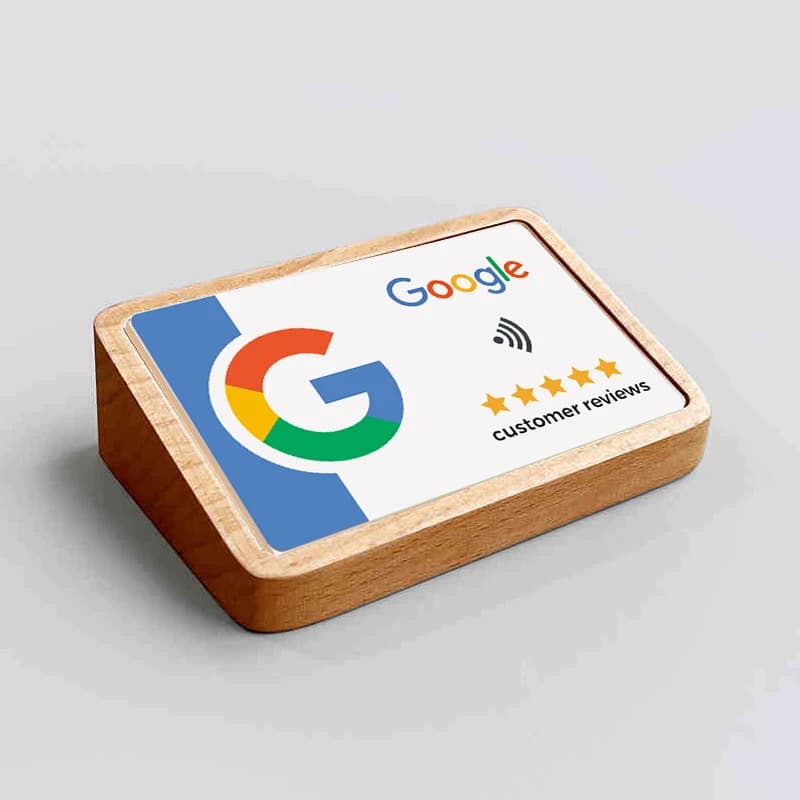 Display per piastra stand di recensioni Google NFC 2 in 1 cartello di visualizzazione in materiale di legno per social media piastra di revisione Google